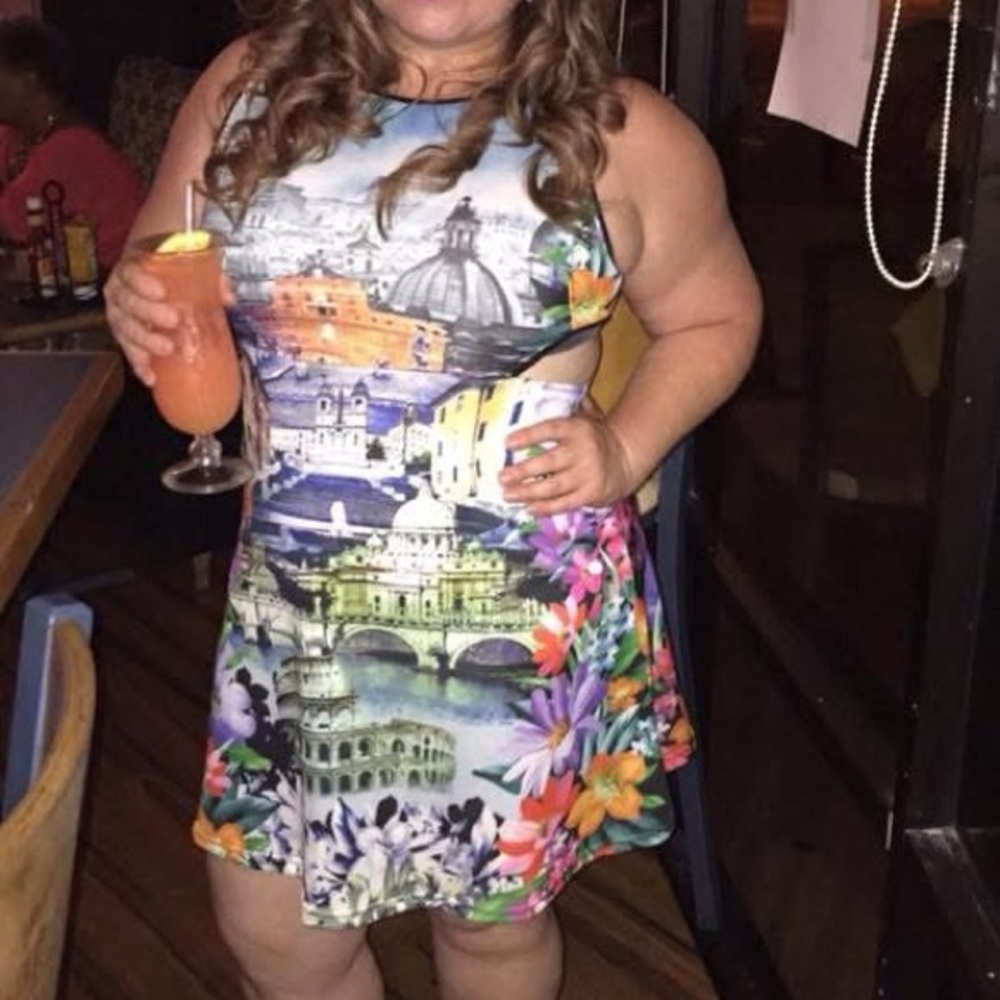 Just Love Multicolor Scenic Print Mini Dress